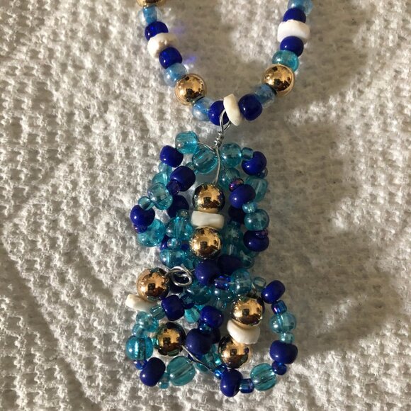 Hand beaded necklace women's girl's 17" long - Picture 2 of 4